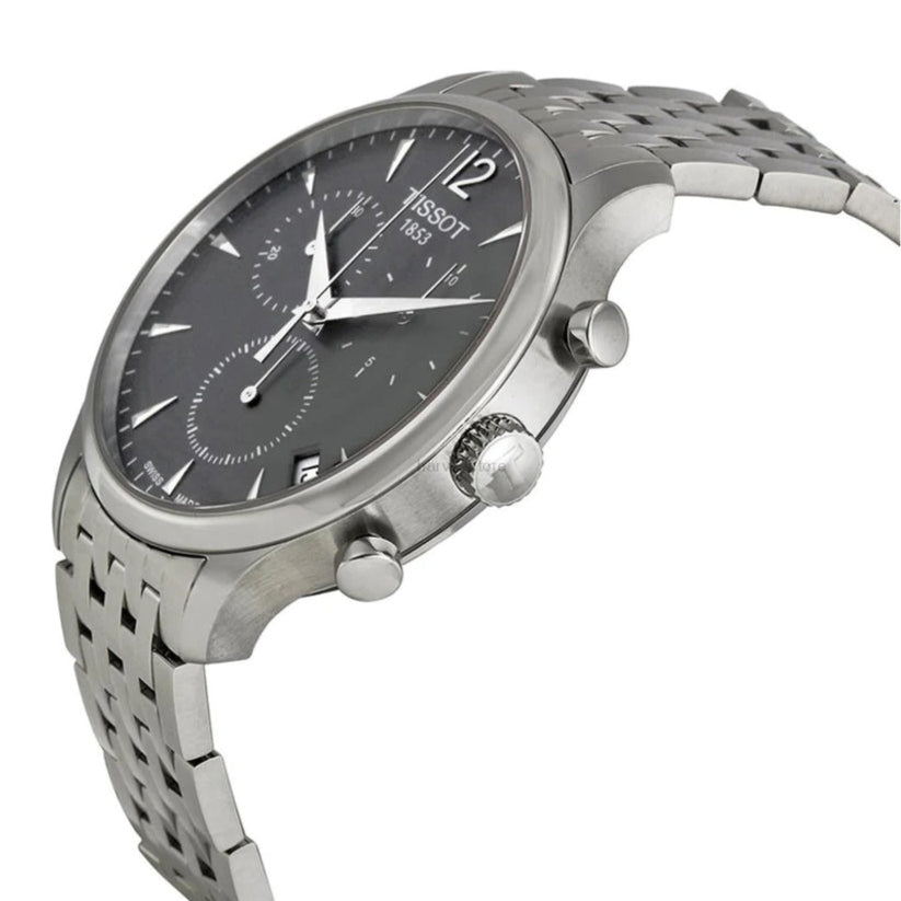 Tissot T Classic Tradition Chronograph Black Dial Silver Steel Strap Watch For Men - T063.617.11.067.00