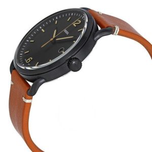 Fossil Commuter Three Hand Date Black Dial Brown Leather Strap Watch for Men - FS5276