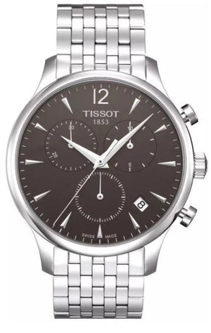 Tissot T Classic Tradition Chronograph Black Dial Silver Steel Strap Watch For Men - T063.617.11.057.00