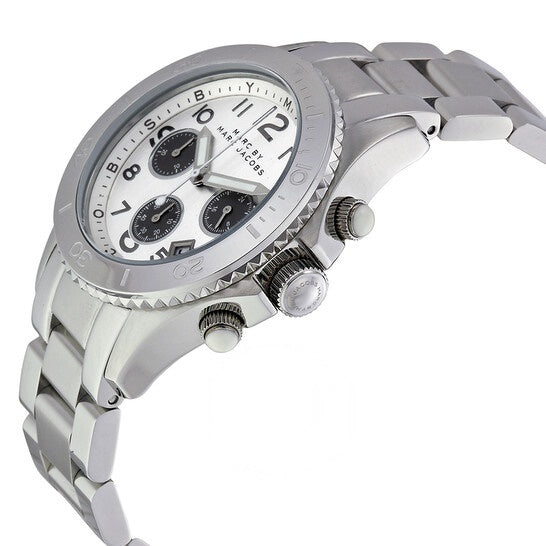 Marc Jacobs Marc Chronograph Silver Dial Silver Steel Strap Watch for Men - MBM3155