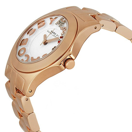 Marc Jacobs Rivera White Dial Rose Gold Steel Strap Watch for Women - MBM3138