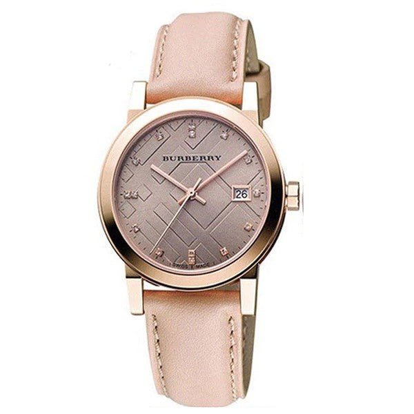 Burberry The City Diamonds Beige Dial Beige Leather Strap Watch for Women - BU9131