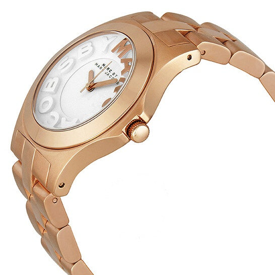 Marc Jacobs Rivera White Dial Rose Gold Steel Strap Watch for Women - MBM3135