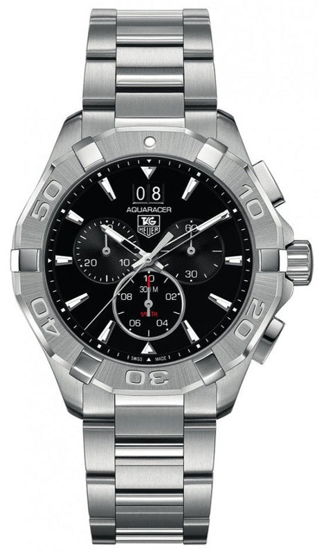 Tag Heuer Aquaracer Chronograph Black Dial Silver Steel Strap Watch for Men - CAY1110.BA0927