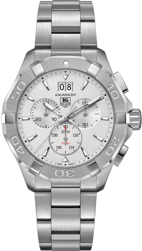Tag Heuer Aquaracer White Dial Silver Steel Strap Watch for Men - CAY1111.BA0927