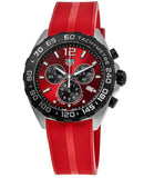 Tag Heuer Formula 1 Chronograph Red Dial Red Rubber Strap Watch for Men - CAZ101AN.FT8055