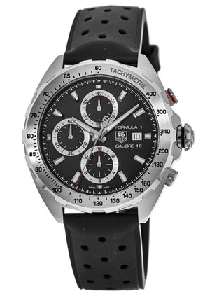 Tag Heuer Formula 1 Calibre 16 Black Dial Black Leather Strap Watch for Men - CAZ2010.FT8024