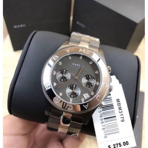 Marc Jacobs Blade Chronograph Grey Dial Two Tone Steel Strap Watch for Women - MBM8583