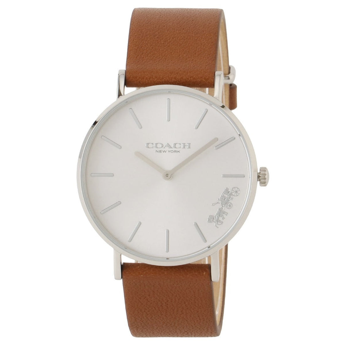 Coach Perry Silver Dial Brown Leather Strap Watch for Women - 14503120