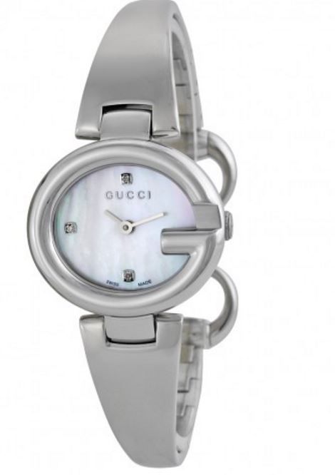 Gucci Guccissima Diamonds Mother of Pearl Dial Silver Steel Strap Watch For Women - YA134504