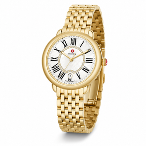 Michele Serein Mother of Pearl Dial Gold Steel Strap Watch for Women - MWW21B000017