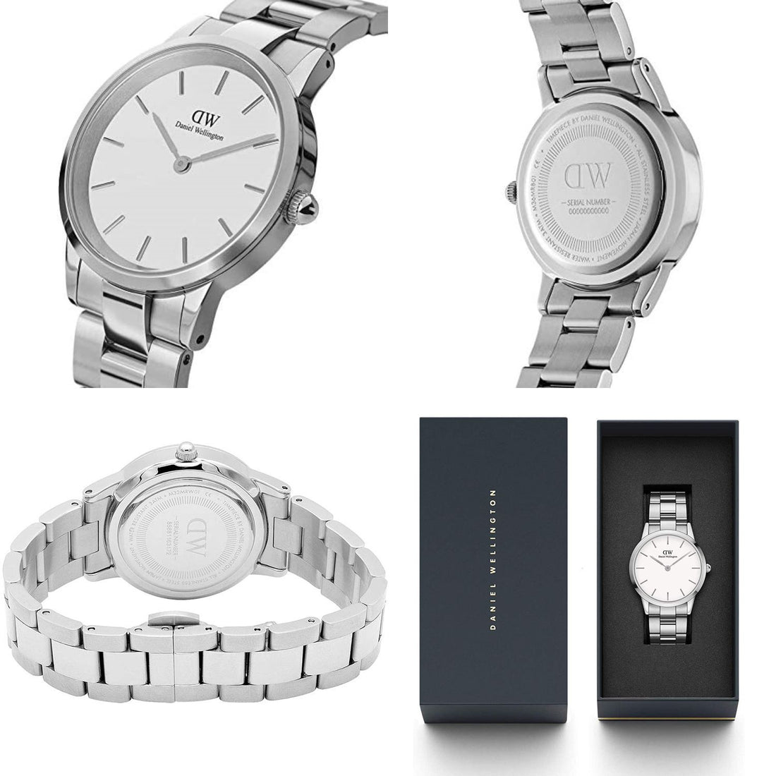 Daniel Wellington Iconic White Dial Silver Steel Strap Watch For Men - DW00100341