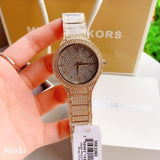 Michael Kors Kerry Crystals Gold Dial Gold Steel Strap Watch For Women - MK3360