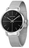 Calvin Klein Even Black Dial Silver Mesh Bracelet Watch for Women - K7B21121