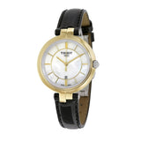 Tissot Flamingo Mother of Pearl White Dial Black Leather Strap Watch For Women - T094.210.26.111.00