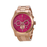 Michael Kors Runway Pink Dial Rose Gold Steel Strap Watch for Women - MK5931