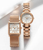 Guess Highline Off White Dial Rose Gold Stainless Steel Mesh Strap Watch For Women - W0826L3