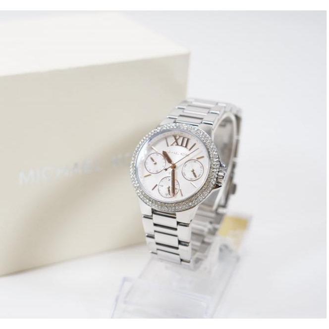 Michael Kors Camille Chronograph White Dial Silver Steel Strap Watch For Women - MK7198
