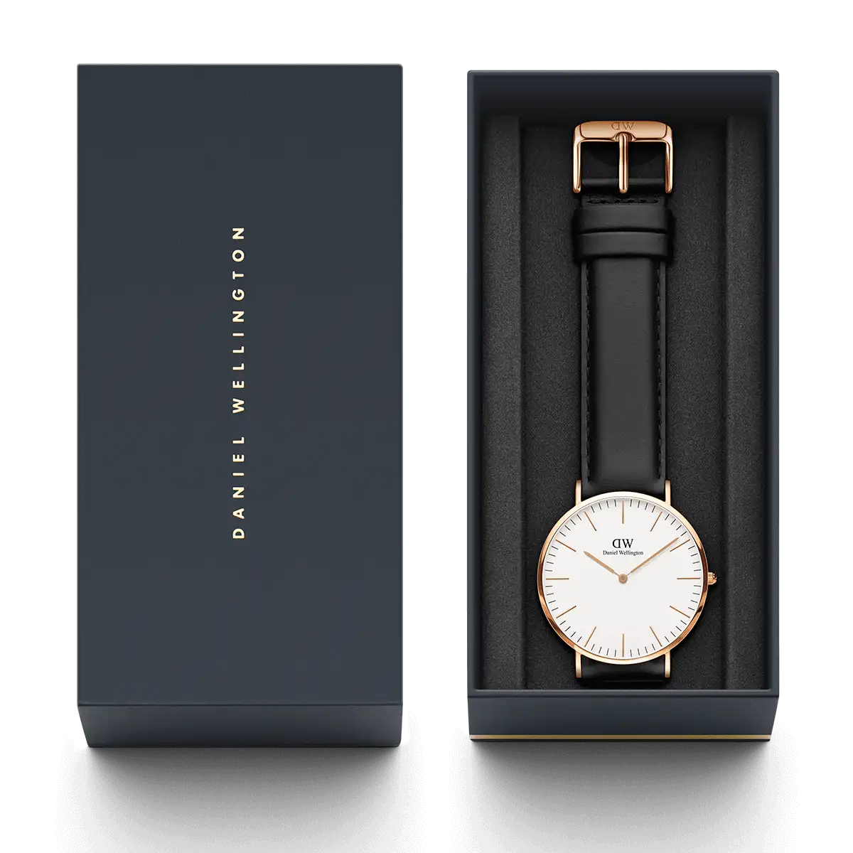 Daniel Wellington Classic Sheffield White Dial Black Leather Strap Watch For Men - DW00100084
