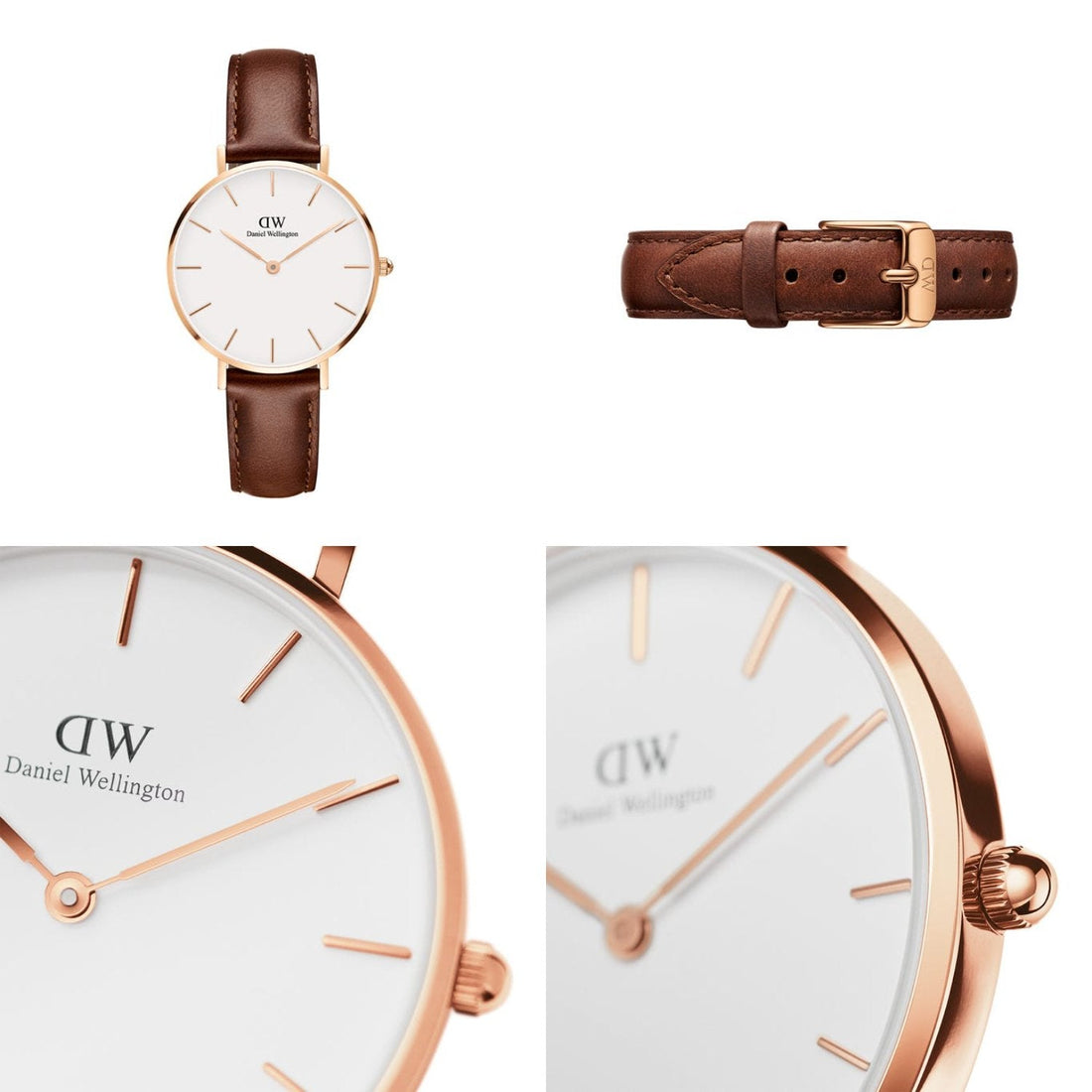 Daniel Wellington Classic Bristol White Dial Brown Leather Strap Watch For Women - DW00100039
