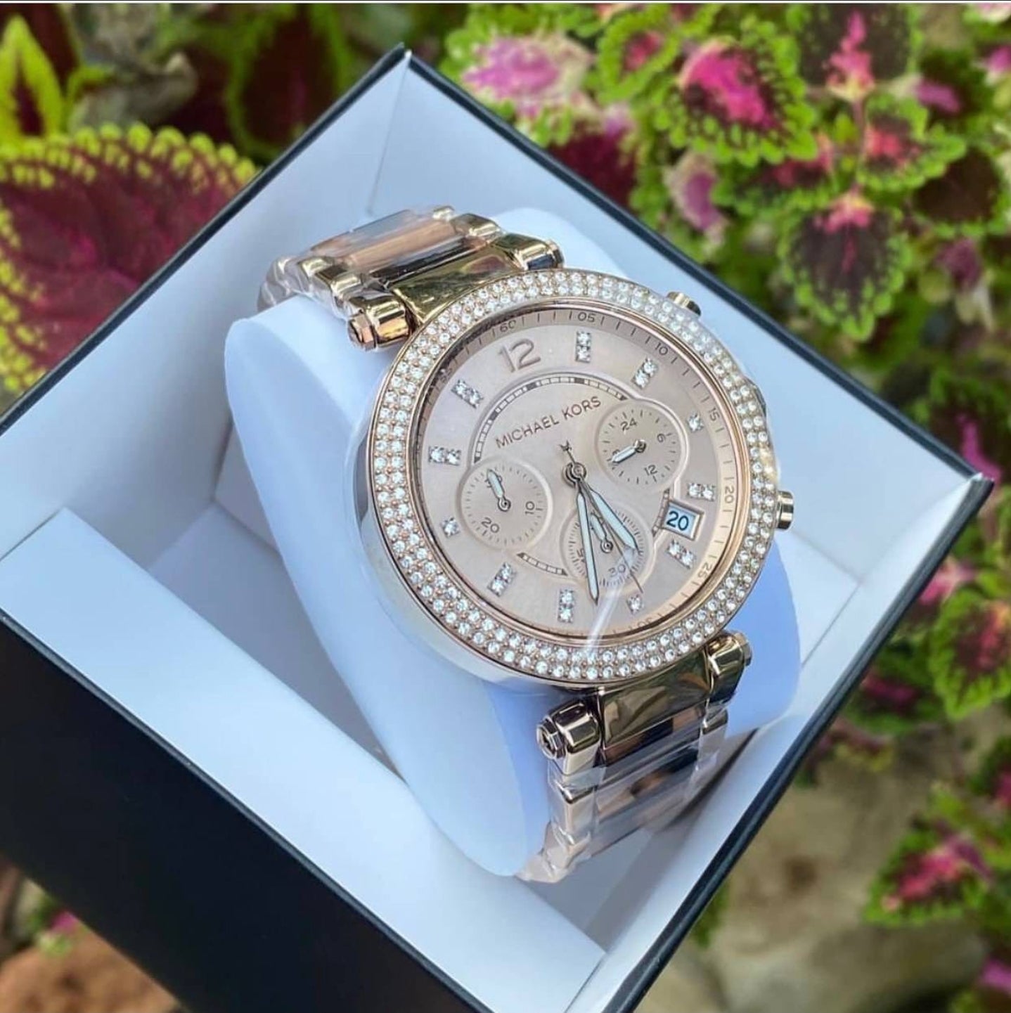 Michael Kors Parker Chronograph Rose Gold Dial Two Tone Steel Strap Watch For Women - MK6832