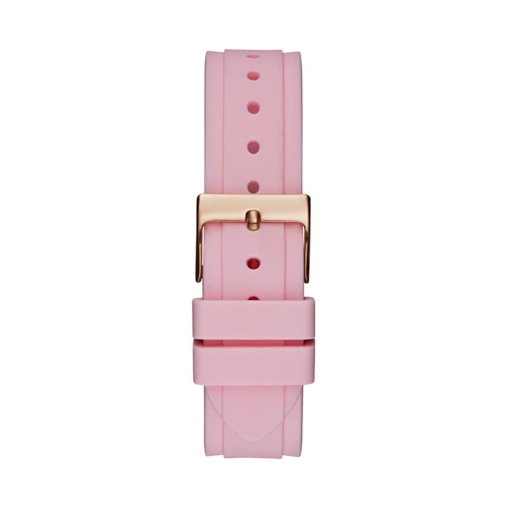 Guess Solstice Diamonds White Dial Pink Rubber Strap Watch For Women - GW0113L4
