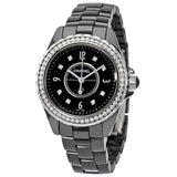 Chanel J12 Diamonds Ceramic Black Dial Black Steel Strap Watch for Women - J12 H3108