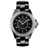 Chanel J12 Diamonds Ceramic Black Dial Black Steel Strap Watch for Women - J12 H3108