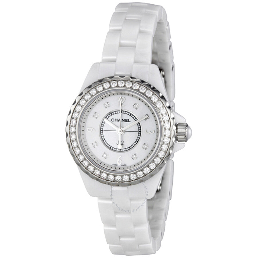 Chanel J12 Diamonds Quartz White Dial White Steel Strap Watch for Women - J12 H2572