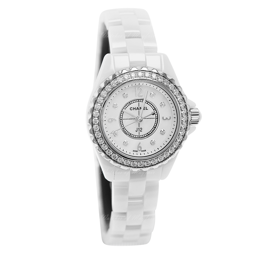 Chanel J12 Diamonds Quartz White Dial White Steel Strap Watch for Women - J12 H2572