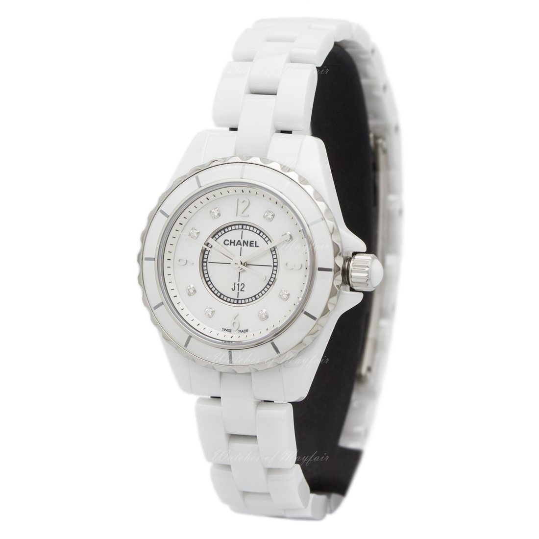 Chanel J12 Diamonds Quartz Mother of Pearl White Dial White Steel Strap Watch for Women - J12 H2570