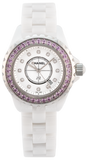 Chanel J12 Sapphire Bezel Ceramic White Dial White Steel Strap Watch for Women - J12 H2010