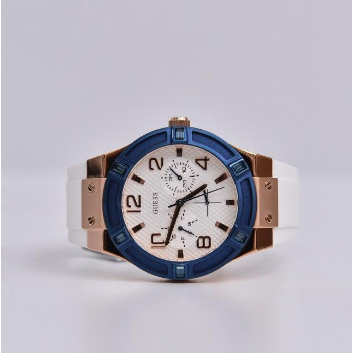 Guess Jet Setter White Dial White Rubber Strap Watch for Women - W0564L1