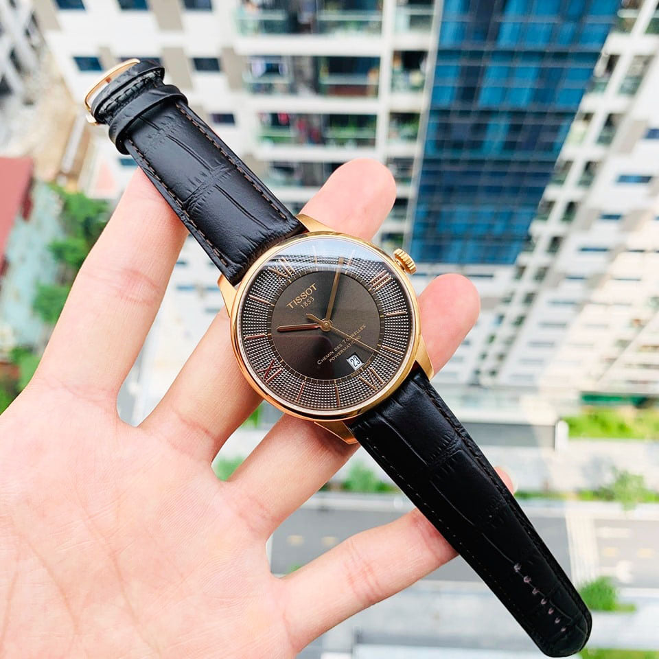 Tissot Chemin des Tourelles Powermatic 80 Brown Dial Brown Leather Strap Watch for Men - T099.407.36.448.00