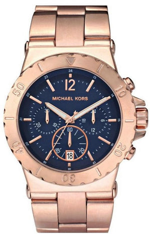 Michael Kors Bel Aire Blue Dial Rose Gold Steel Strap Watch for Women - MK5410