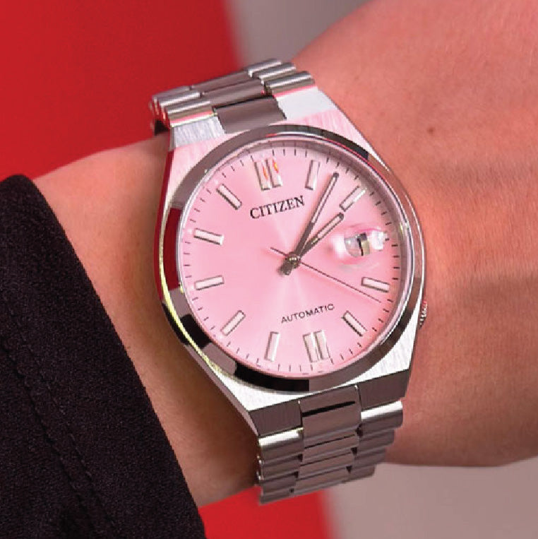 Citizen x Pantone Automatic Dreamy Pink Dial Silver Steel Strap Watch For Men - NJ0158-89X