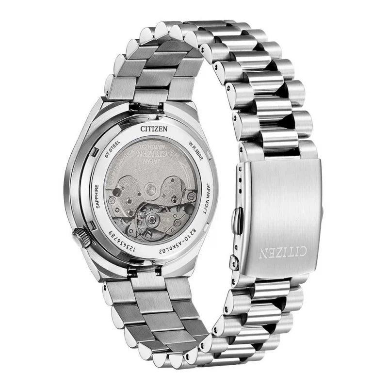 Citizen Tsuyosa Automatic Salmon Orange Dial Silver Steel Strap Watch For Men - NJ0159-86Z