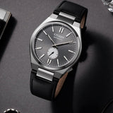 Citizen Tsuyosa Automatic Grey Dial Black Leather Strap Watch for Men - NK5010-01H
