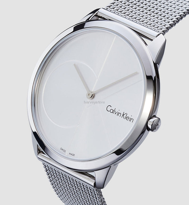 Calvin Klein Minimal Silver Dial Silver Mesh Bracelet Watch for Men - K3M2112Z