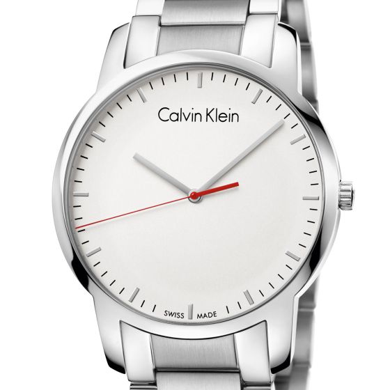 Calvin Klein City Quartz White Dial Silver Steel Strap Watch for Men - K2G2G1Z6