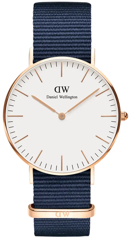 Daniel Wellington Classic Bayswater White Dial Navy Blue NATO Strap Watch For Women - DW00100279