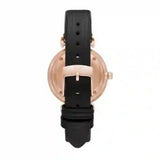 Emporio Armani Gianni T-Bar Mother of Pearl Dial Black Leather Strap Watch For Women - AR11295