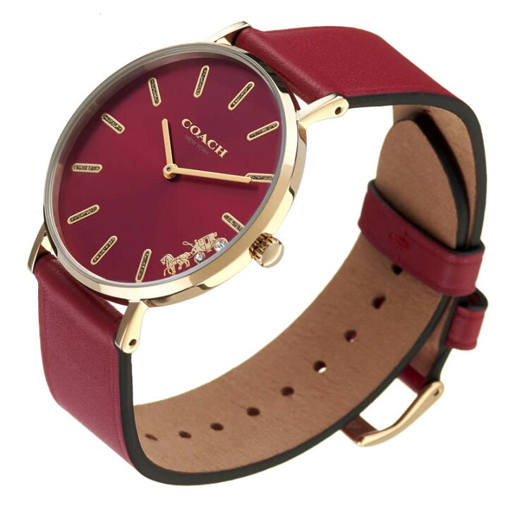 Coach Perry Red Dial Red Leather Strap Watch for Women - 14503852