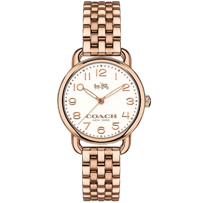 Coach Delancey White Dial Rose Gold Steel Strap Watch for Women - 14502242