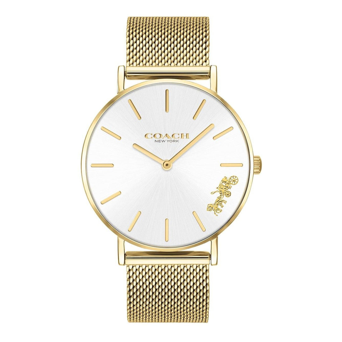 Coach Perry White Dial Gold Mesh Bracelet Watch for Women - 14503125