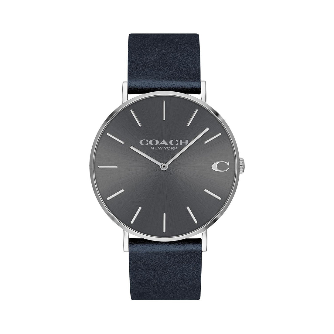 Coach Charles Grey Dial Black Leather Strap Watch for Men - 14602150