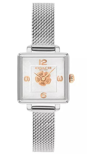 Coach Cass White Dial Silver Mesh Bracelet Watch for Women - 14503697