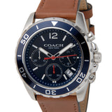 Coach Kent Chronograph Blue Dial Brown Leather Strap Watch for Men - 14602560