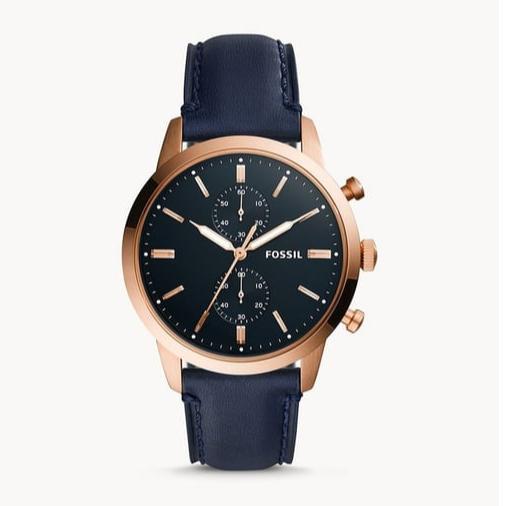 Fossil Townsman Chronograph Blue Dial Blue Leather Strap Watch for Men - FS5436