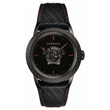 Versace Palazzo Empire Black Dial Black Leather Strap Watch for Men - VERD00218
